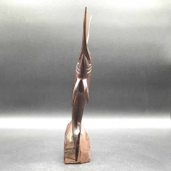 Vintage Ironwood Hand Carved Sailfish Marlin Sculpture Solid Wood Sculpture 14" - Picture 2 of 7